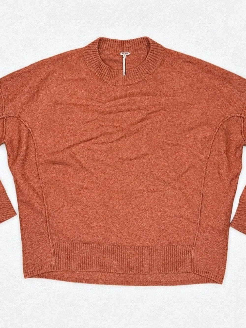 Free People 100% Cashmere Oversized Sweater XS Rust Burnt Orange Cozy Boho